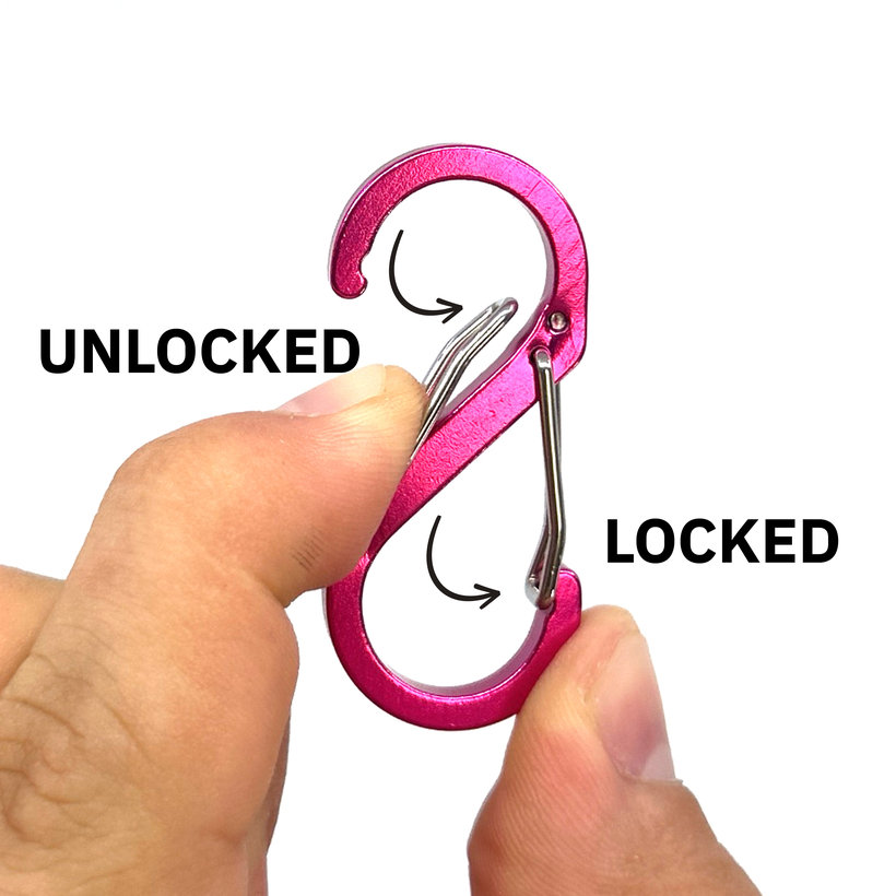 Okrasná karabina ve tvaru S-háku 50 mm - růžová