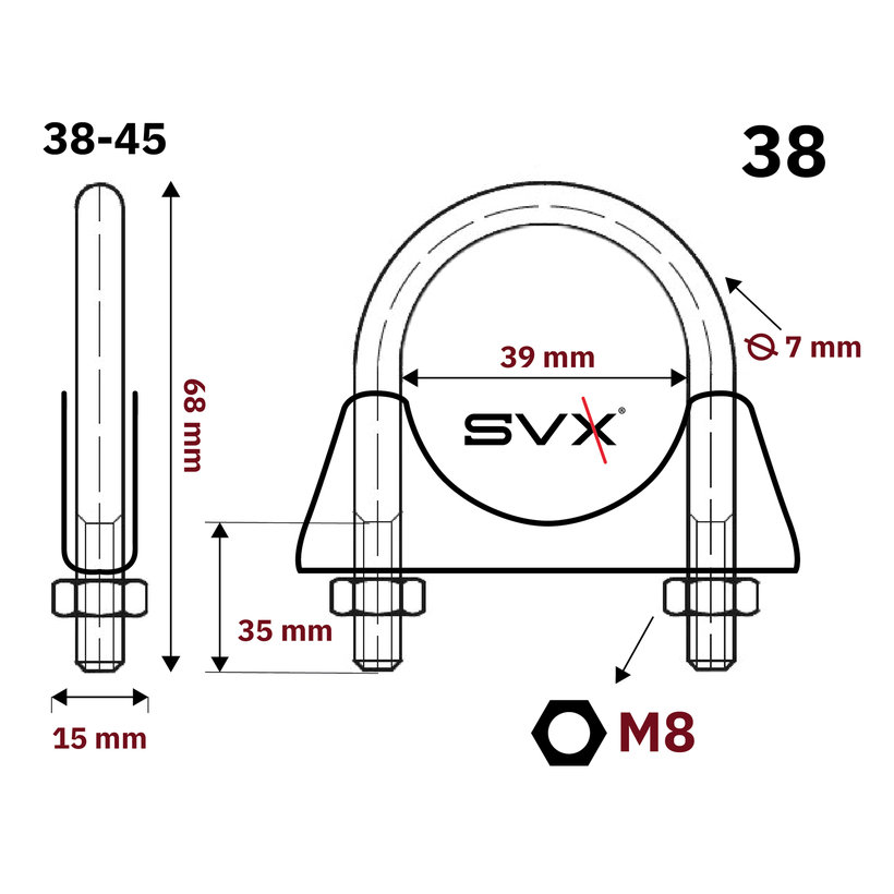 Spona trubková zn 38-45mm