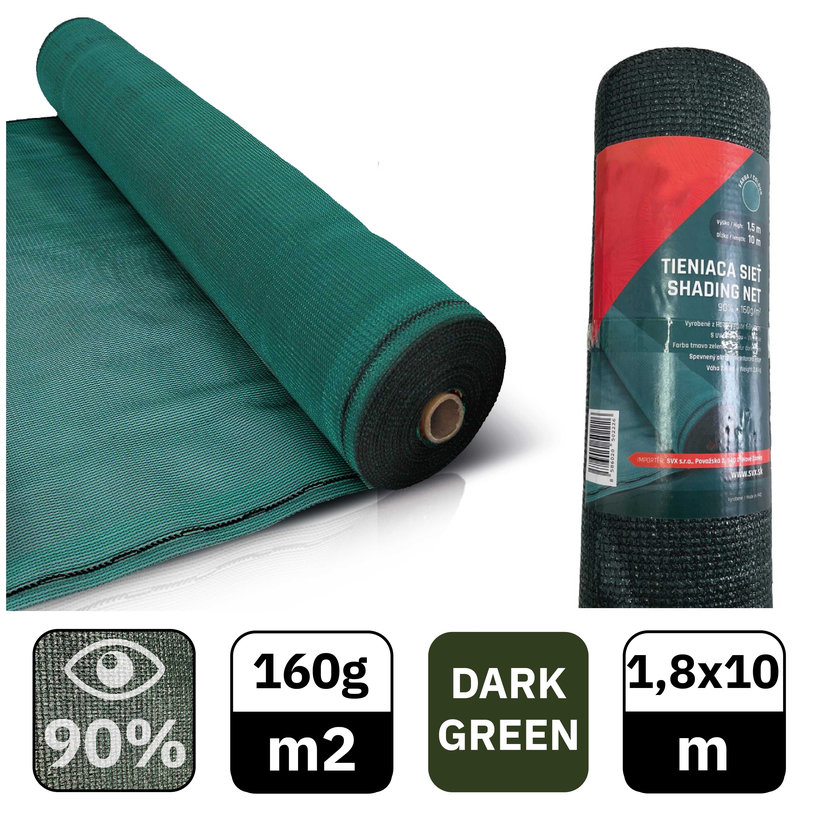 Stínící síť zelená 90% - délka 10m - výška 1,8m