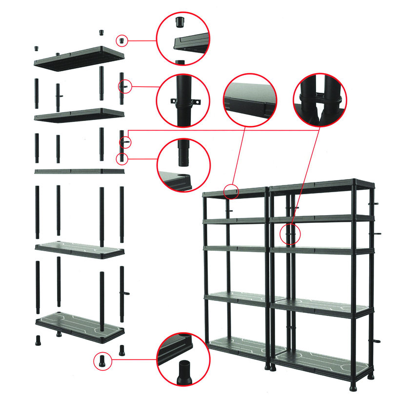Plastový regál 74×32x134 cm – 5 polic