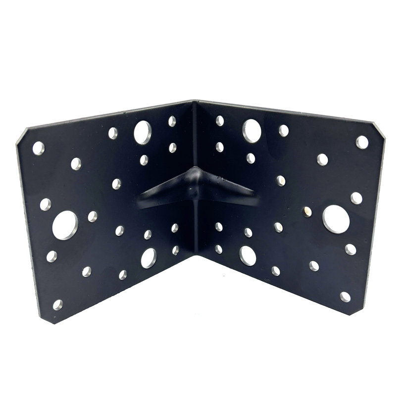 Úhelník s prolisem - černý 10ks 105x105x90x2,5mm