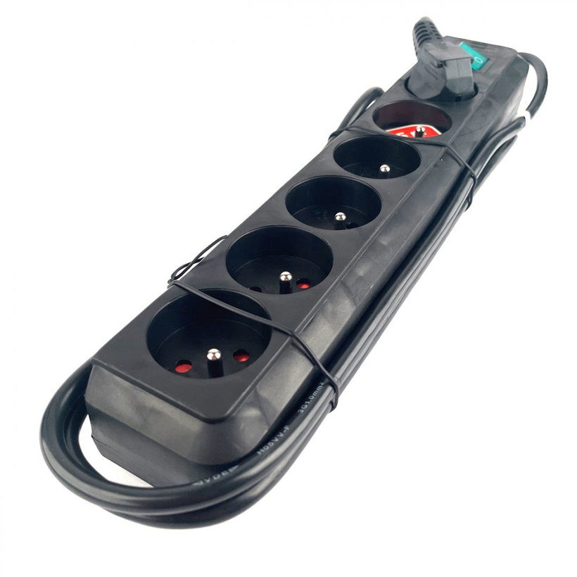 Prodlužovací kabel 6-zásuvkový s vypínačem černý 1,5m