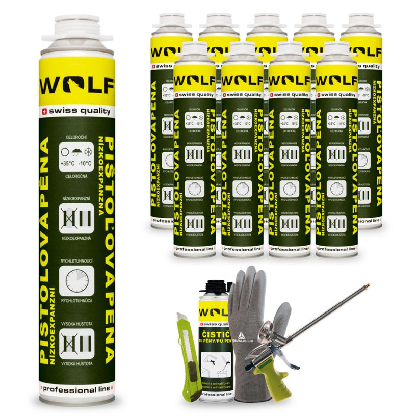 Montážní (PUR) pěna pistolová NÍZKOEXPANZNÍ 10ks MEGA PACK 750ml