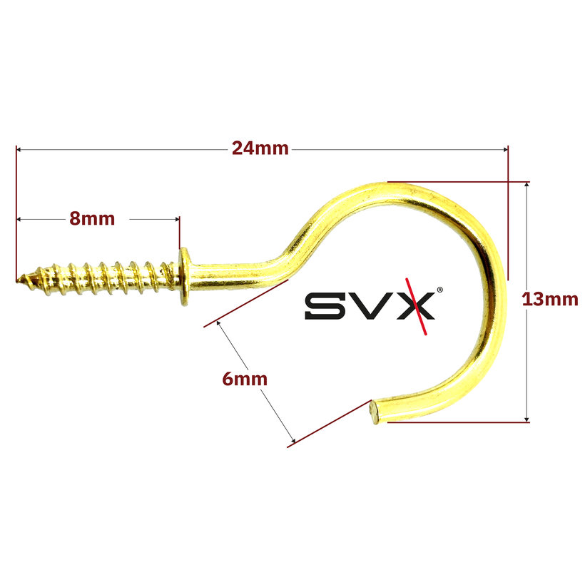 Hák s límcem mosaz 16 mm