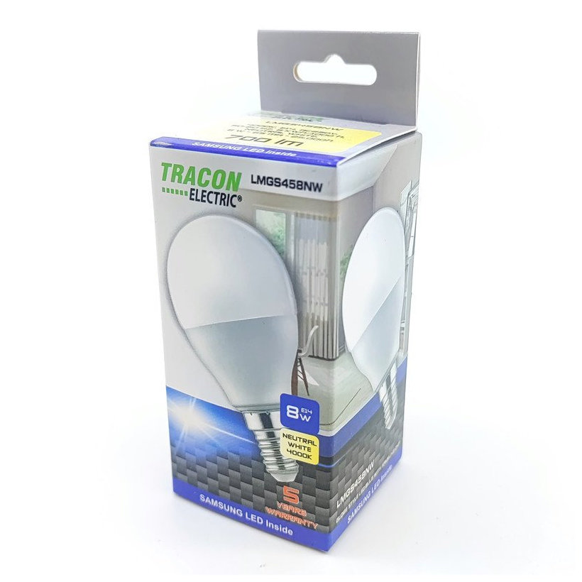 LED žárovka koule E14 8W - neutrální - s chipem