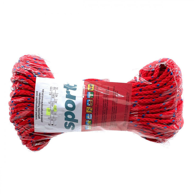 Polypropylenová šňůra pletená bez jádra barevná 20m 4mm