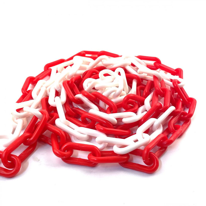 Plastový řetěz červeno/bílý 4mm