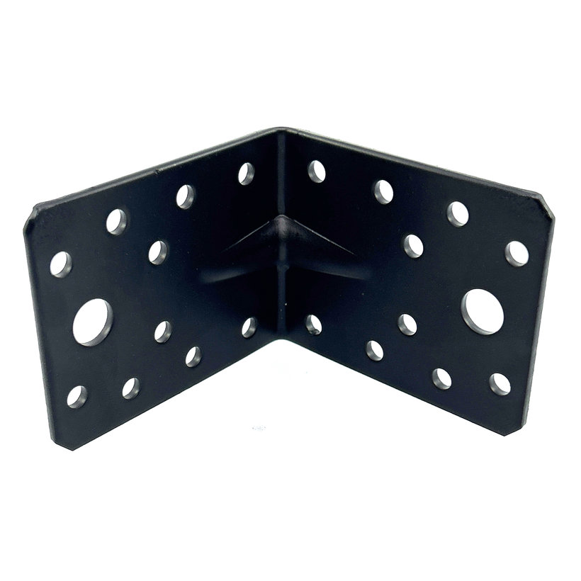 Úhelník s prolisem - černý 10ks 70x70x55x2,5mm