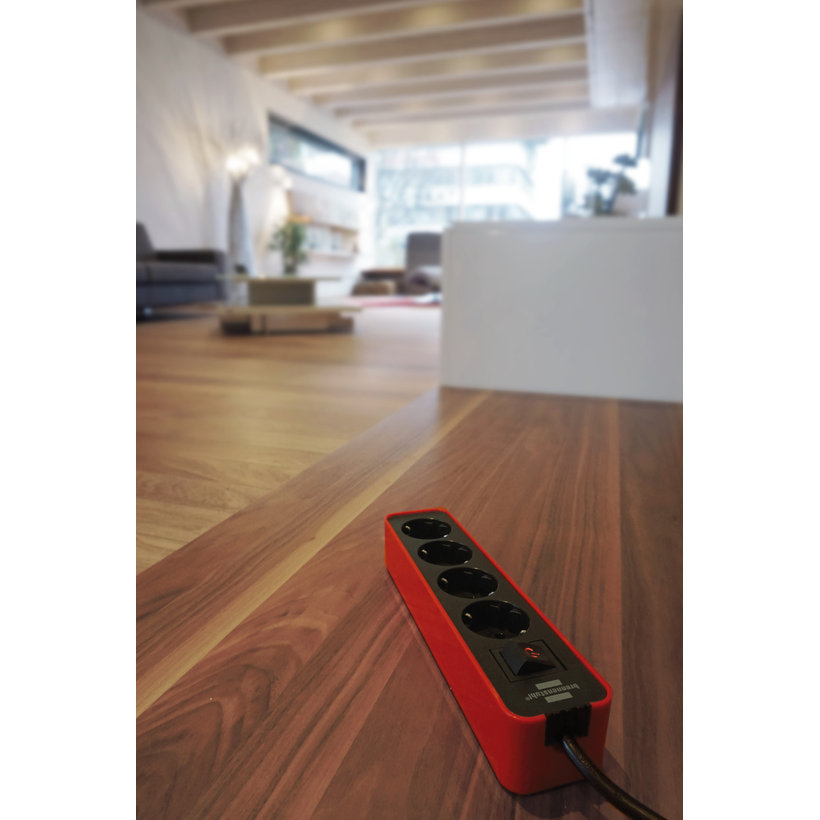 Prodlužovací kabel ECOLOR 3 zásuvky černá/červená 1,5m