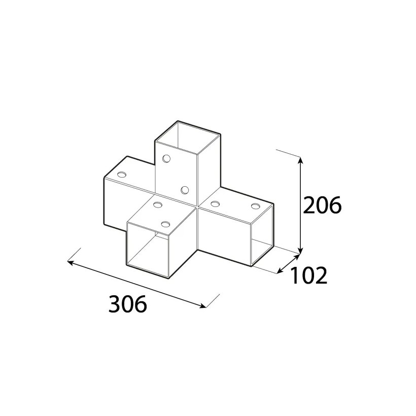 Spojka čtvercového nosníku GPX 90 černá 185x92x275 mm
