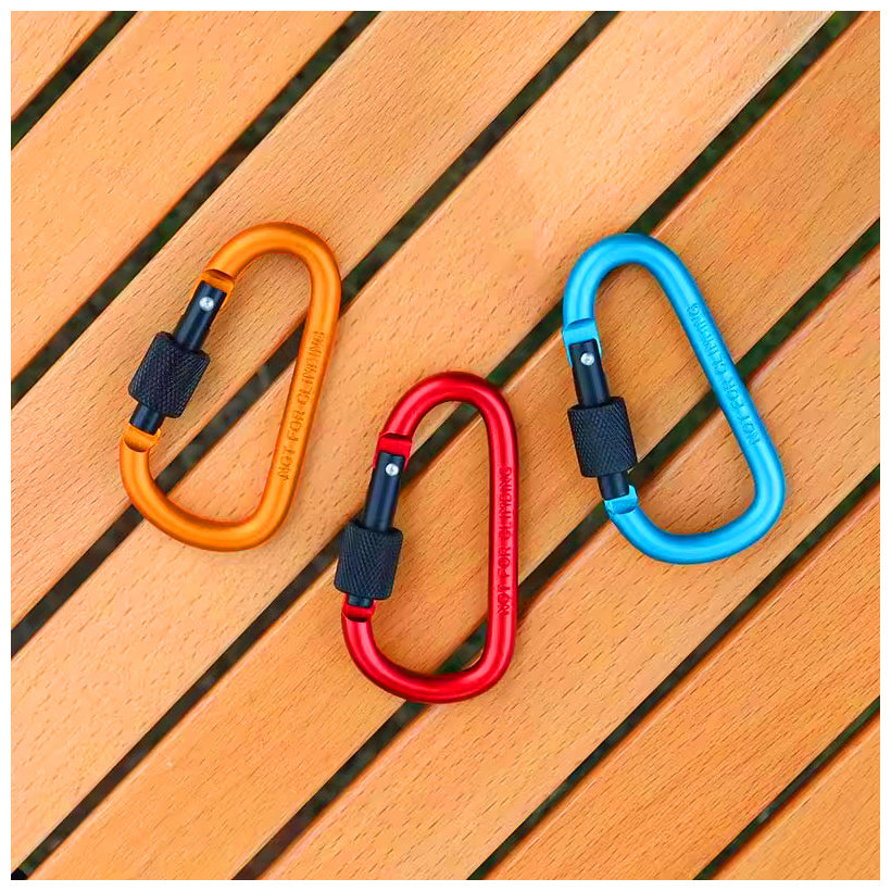 Hliníková karabina s pojistkou - oranžová