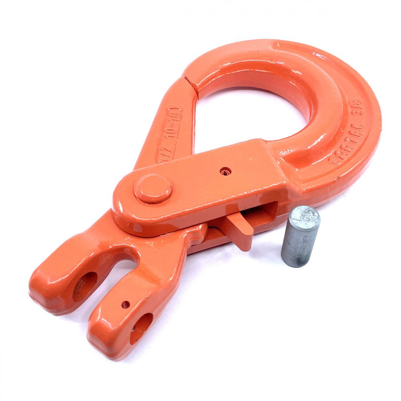 Samozajišťovací hák na řetěz s vidlicí tř 100 oranžový 8mm