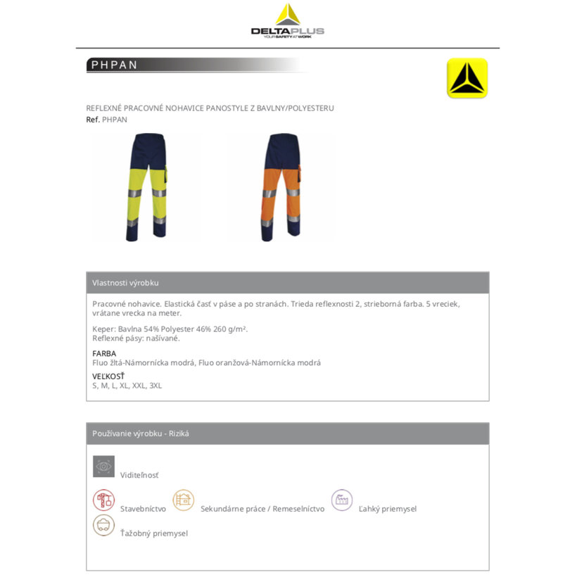 Reflexní pracovní kalhoty PHPAN oranžová M
