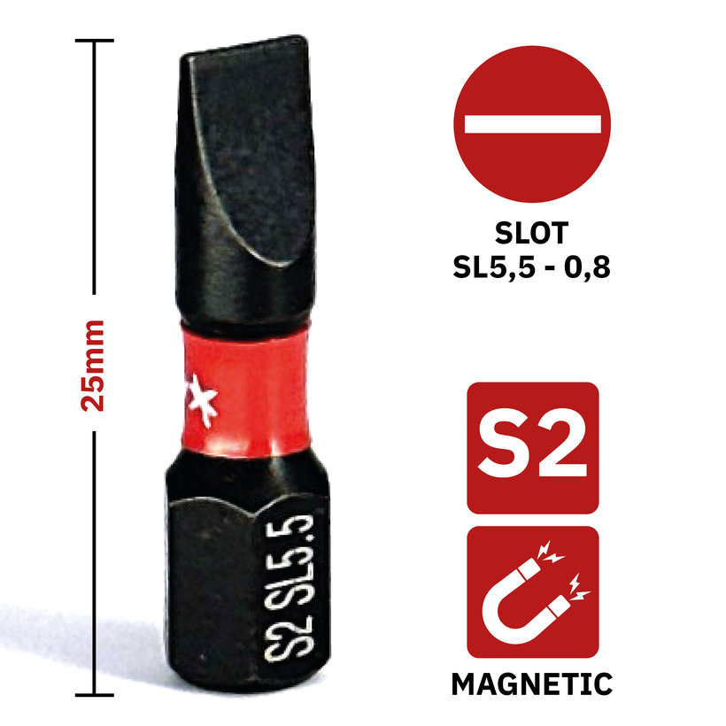 Bit magnetický SL5,5x25mm 0.8