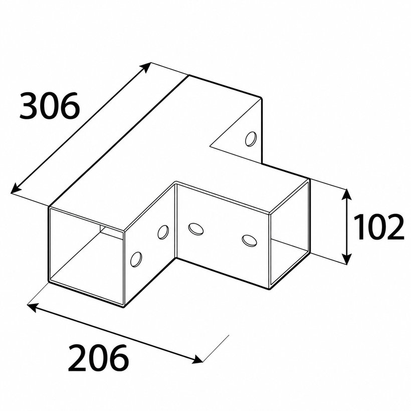Spojka čtvercového nosníku GPT 100 černá 102x306x206 mm