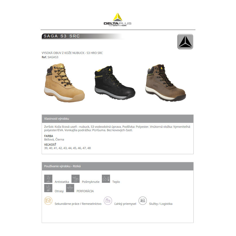 Vysoká pracovní obuv SAGA S3 černá 41