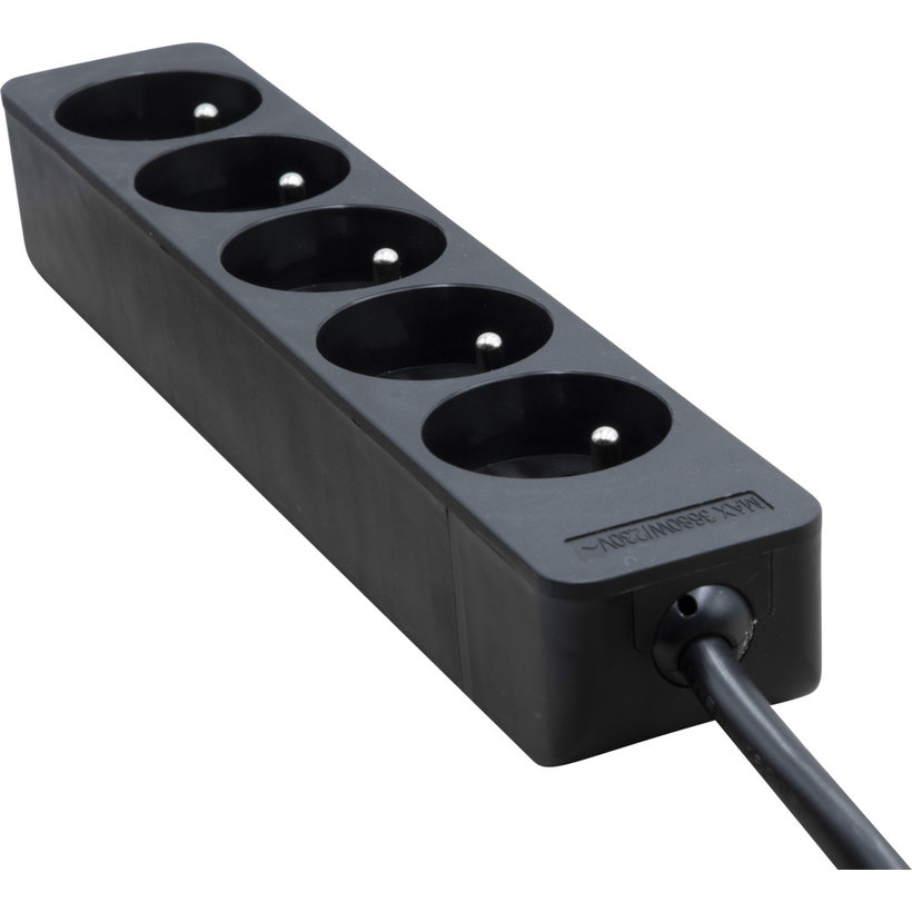 Prodlužovací kabel Eco-Line, 5 zásuvky, černý, 5 m