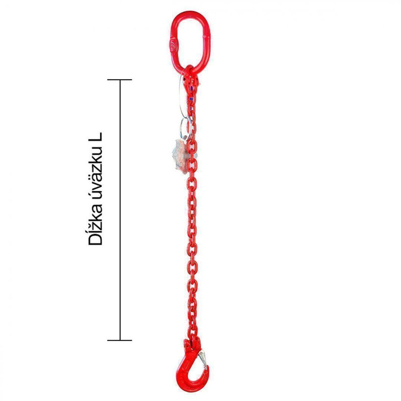 Řetězový závěs oko-hák tř 80 se zkracovačem (4 m, 5300 kg, 13 mm, červená)