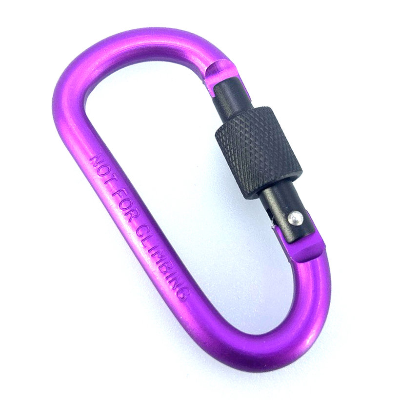Hliníková karabina s pojistkou - fialová