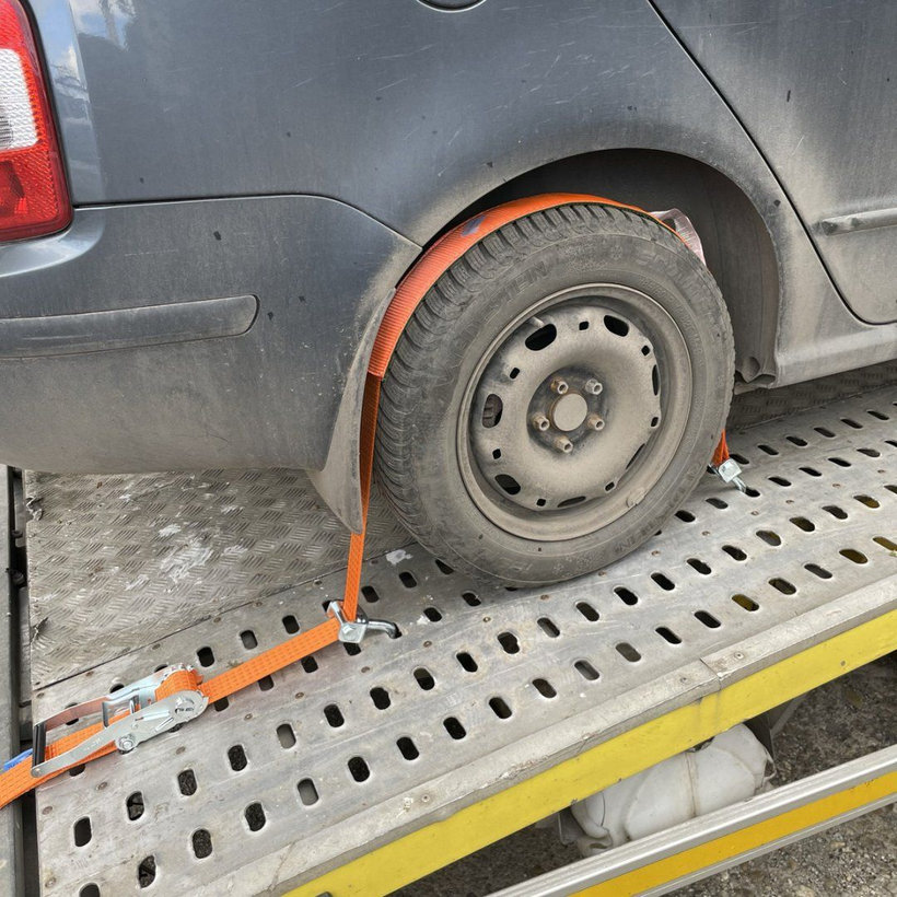 Gurtna na odtahovku s návlekem 4T - 3,5 m + 3 otočné háky