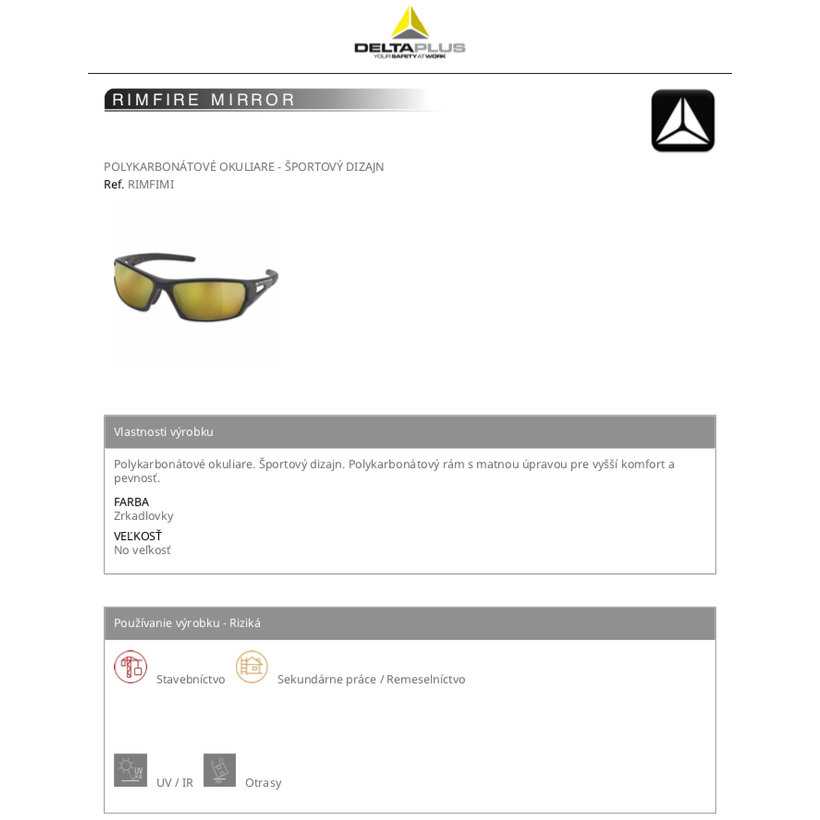 Pracovní brýle RIMFIRE MIRROR