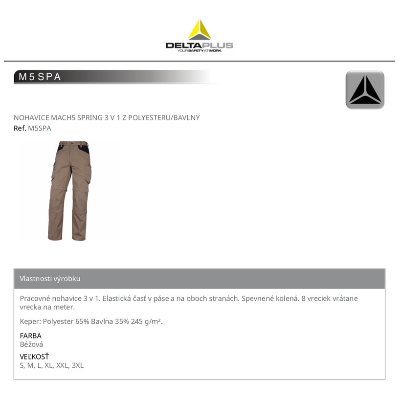 Pracovní kalhoty MACH5 SPRING béžové L
