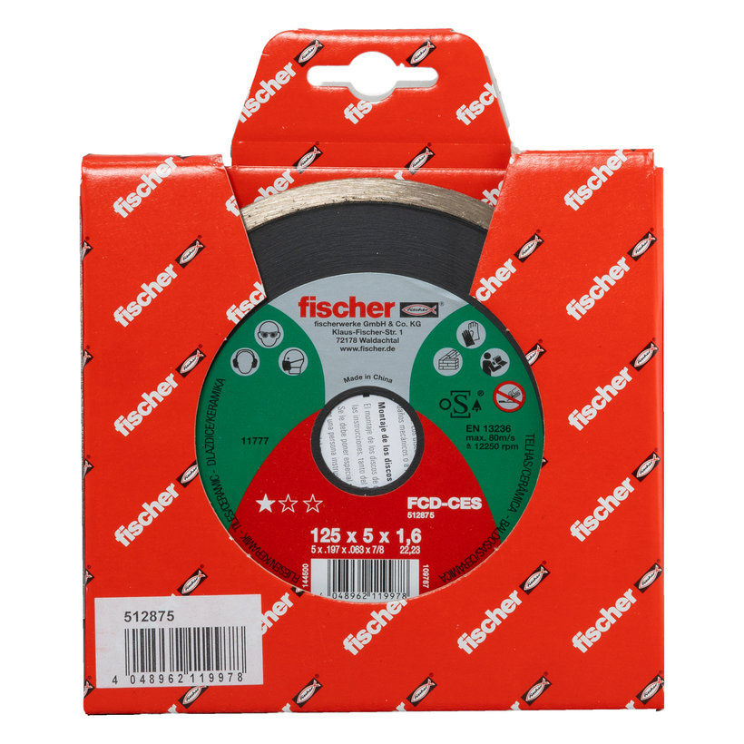 Diamantový kotouč celoobvodový fischer FCD-CES 125x1,6x22,23