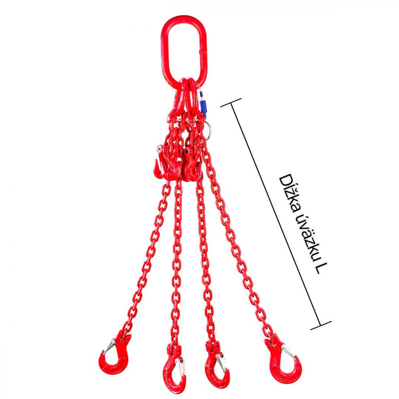 Řetězový závěs oko-4 háky tř 80 se zkracovačem (1,5 m, 2360/1700 kg, 6 mm)2360/1700 kg, 6 mm)
