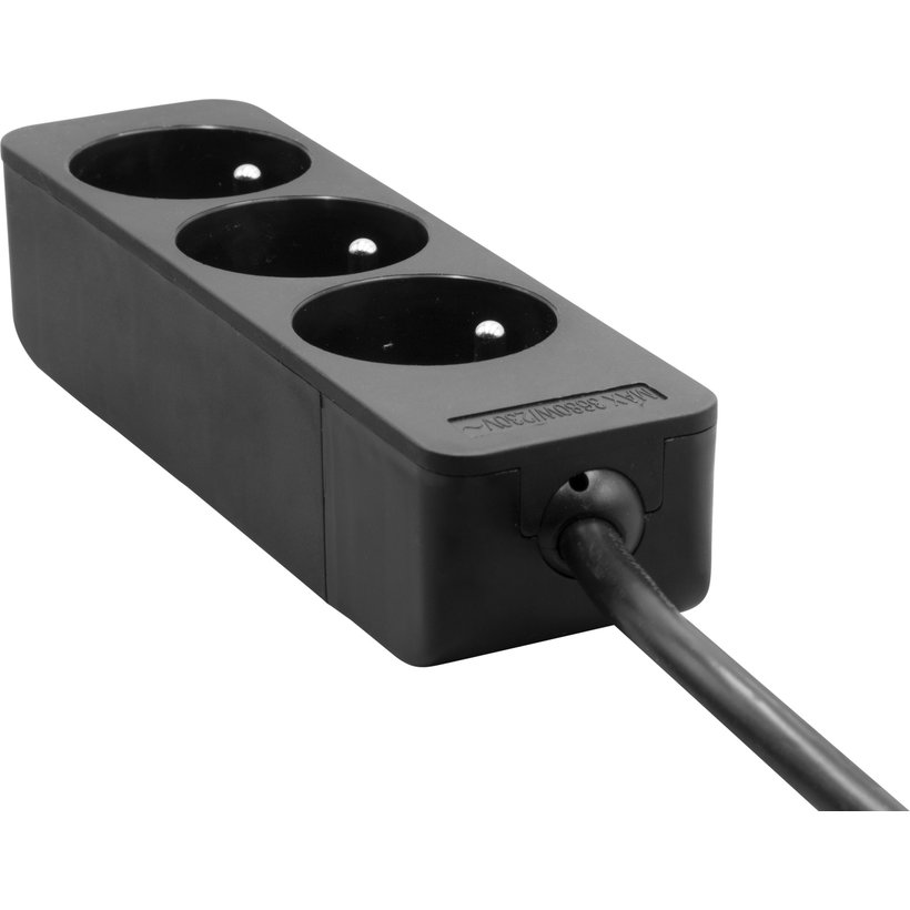 Prodlužovací kabel Eco-Line, 3 zásuvky, černý, 5 m