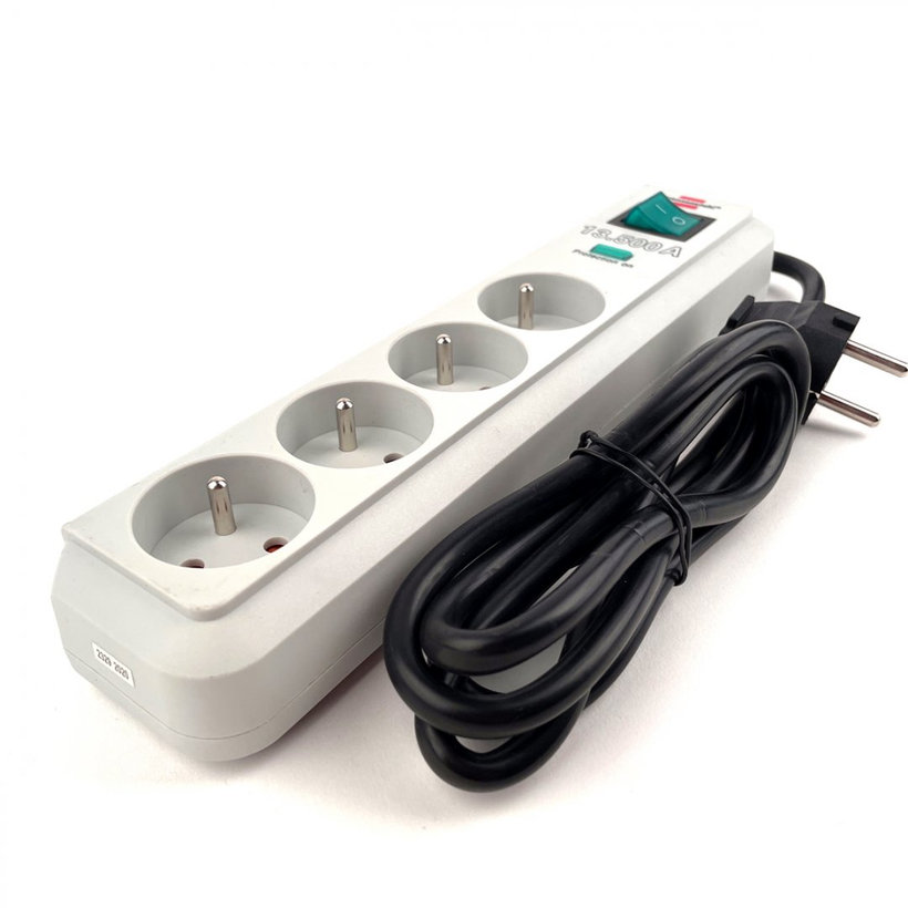 Přepěťová ochrana Eco-Line, šedá s vypínačem 1,5m