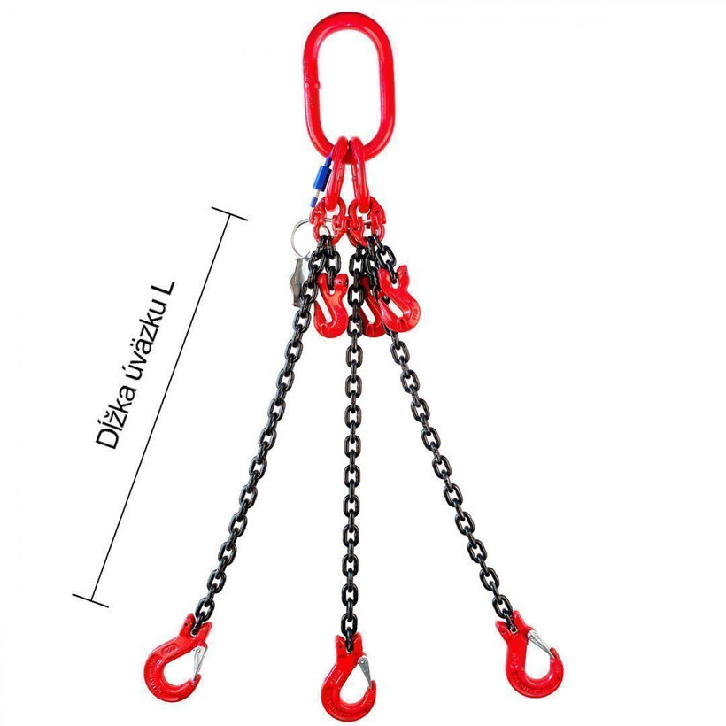 Řetězový závěs oko-3 háky tř 80 se zkracovačem (6 m, 6700/4750 kg, 10 mm)