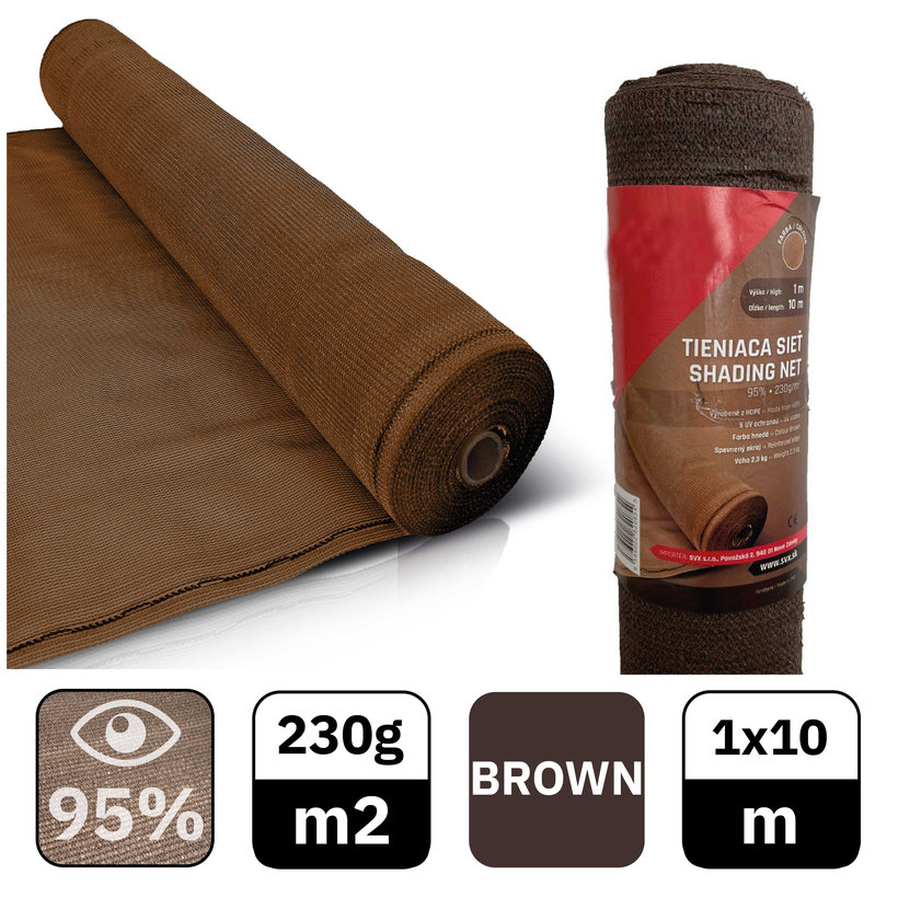 Stínící síť hnědá 95% - délka 10m - výška 1m