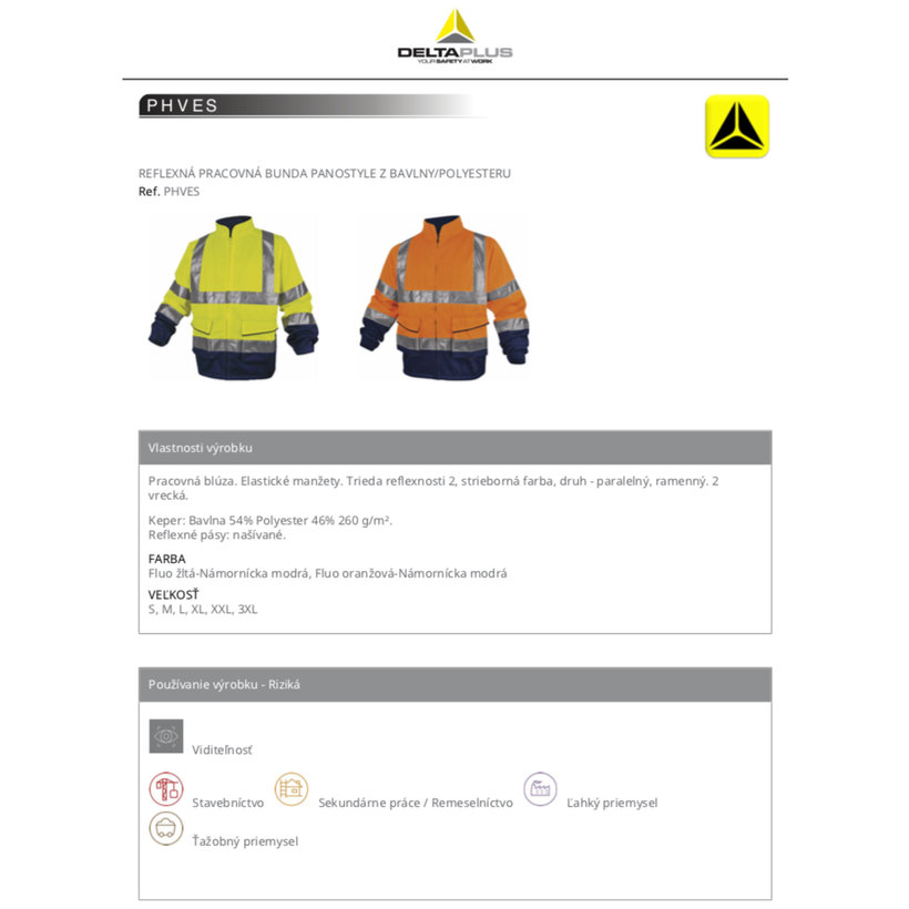 Reflexní pracovní bunda PHVES oranžová L