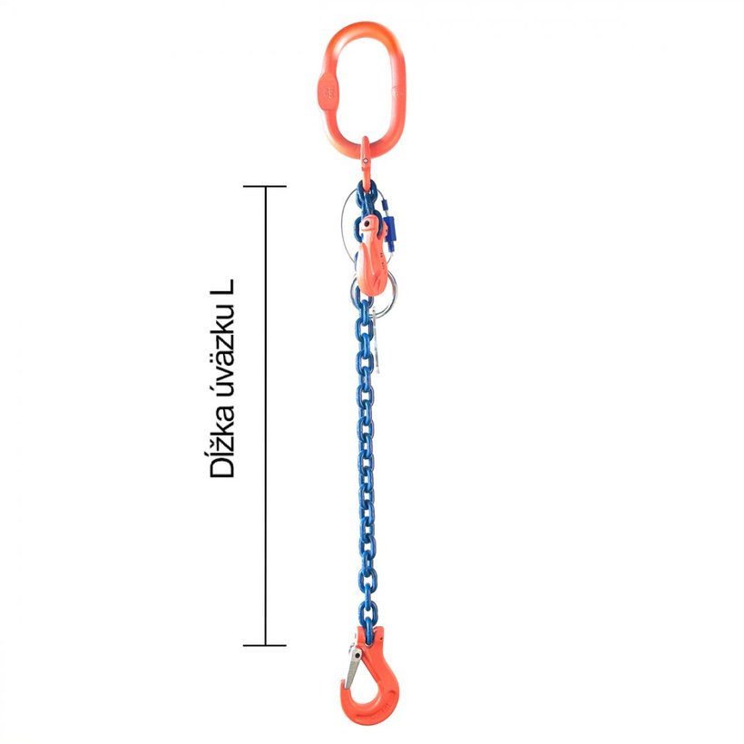 Řetězový závěs oko-hák tř 100 se zkracovačem (0,5 m, 1400 kg, 6 mm)
