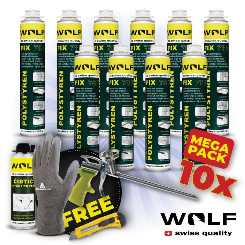 Montážní lepidlo (PUR) pistolové - na Polystyren - 10 ks MEGA PACK 750ml