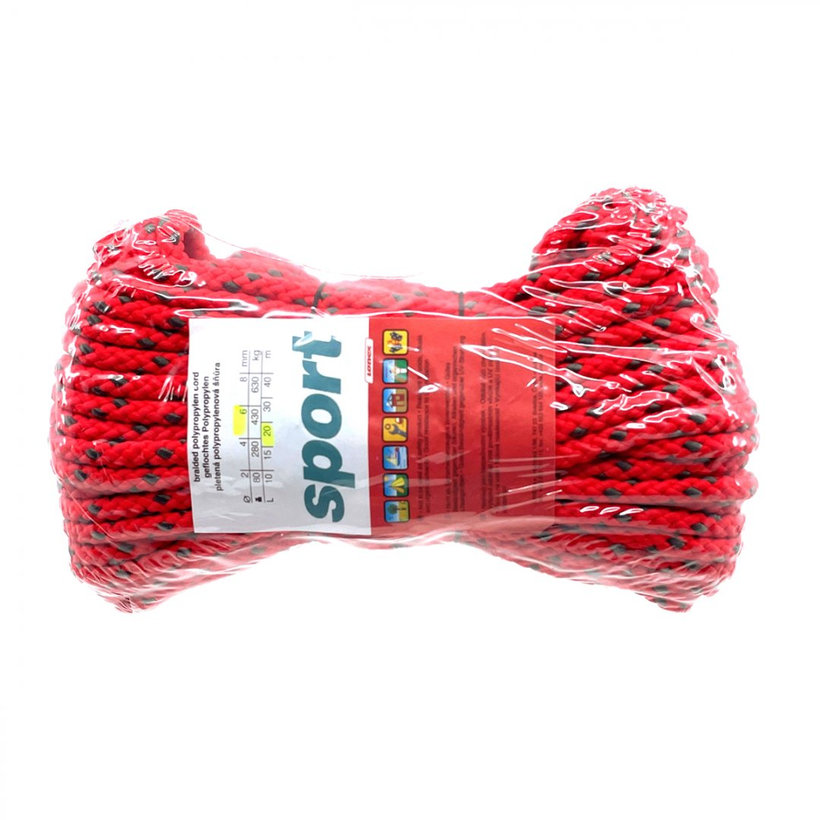 Polypropylenová šňůra pletená bez jádra barevná 20m 6mm
