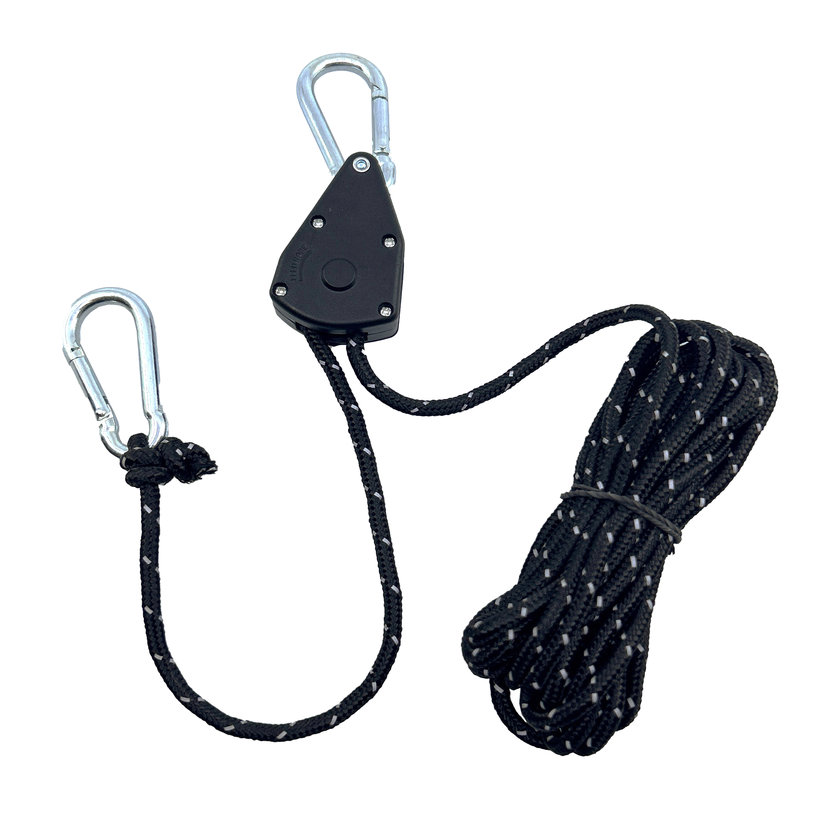 Kempingová kladka, černá, 4 mm / 4 m