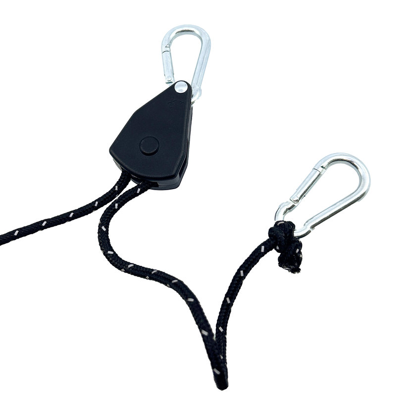 Kempingová kladka, černá, 4 mm / 4 m