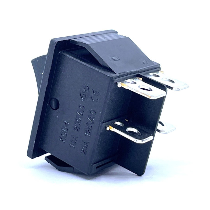 Kolébkový vypínač 2-poloh. s pruž. návratem, černý, 16A