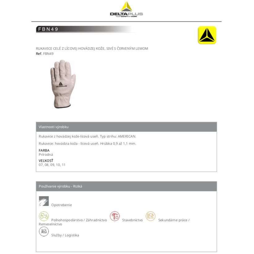 Pracovní rukavice FBN49 09