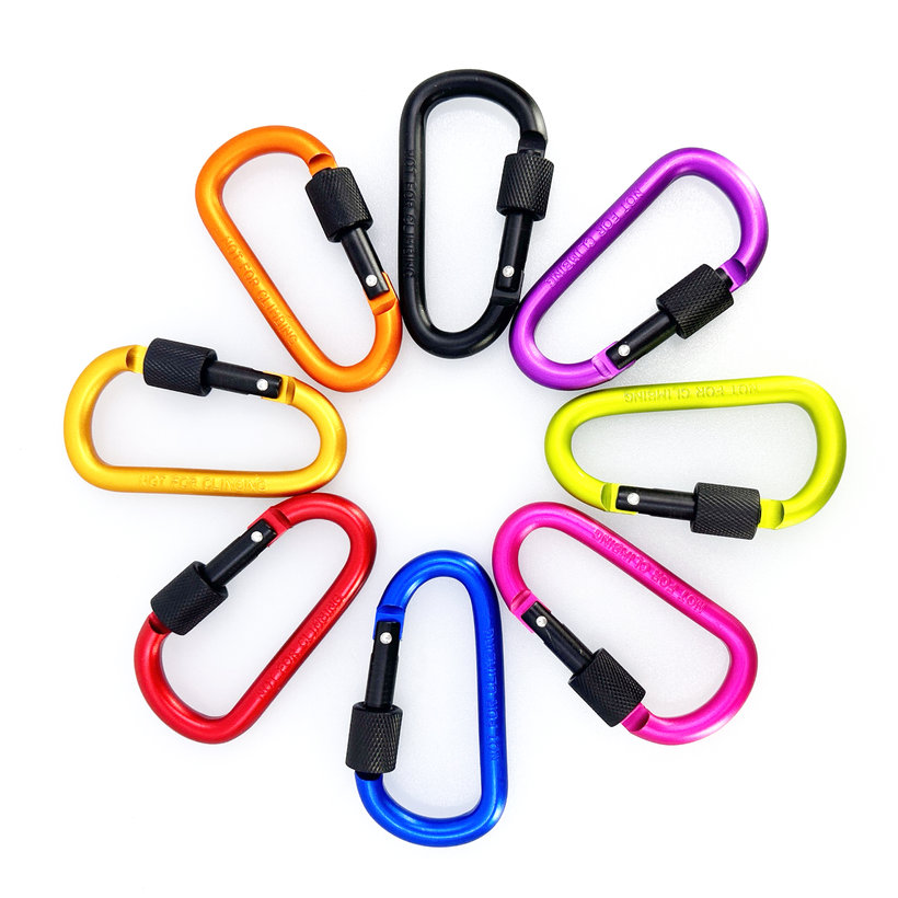 Hliníková karabina s pojistkou - oranžová