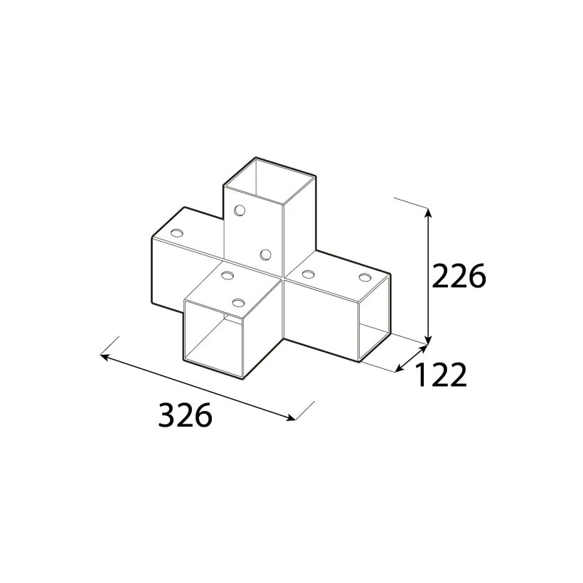 Spojka čtvercového nosníku GPX 120 černá 226×122×326 mm