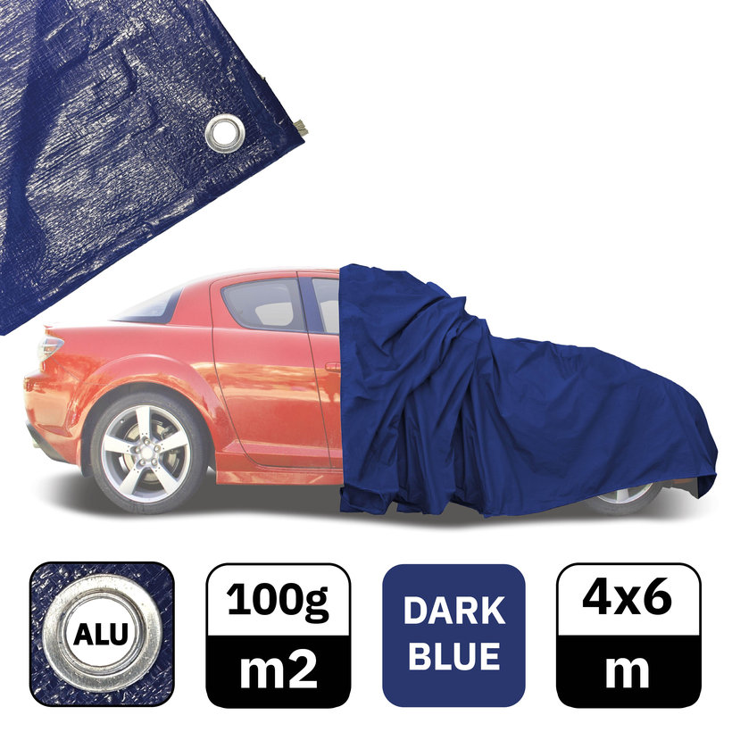 Plachta krycí 4x6m tmavě modrá 100g/m²