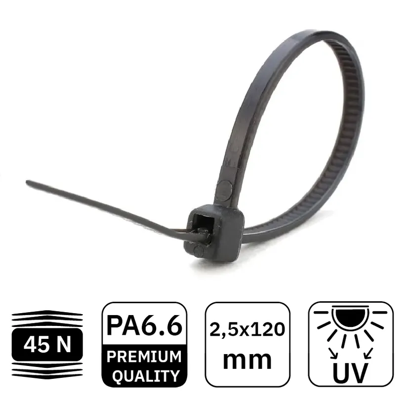 Stahovací páska černá 2,5x120mm