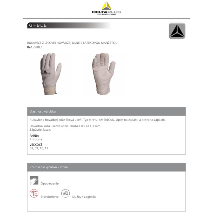 Pracovní rukavice GFBLE 10