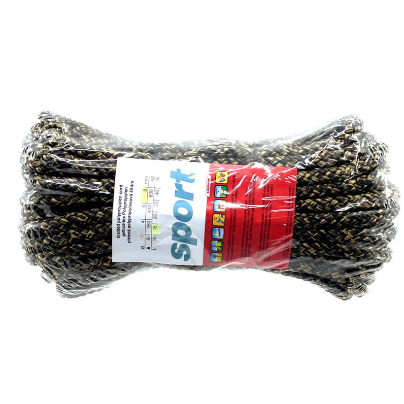 Polypropylenová šňůra pletená bez jádra barevná 15m 8mm