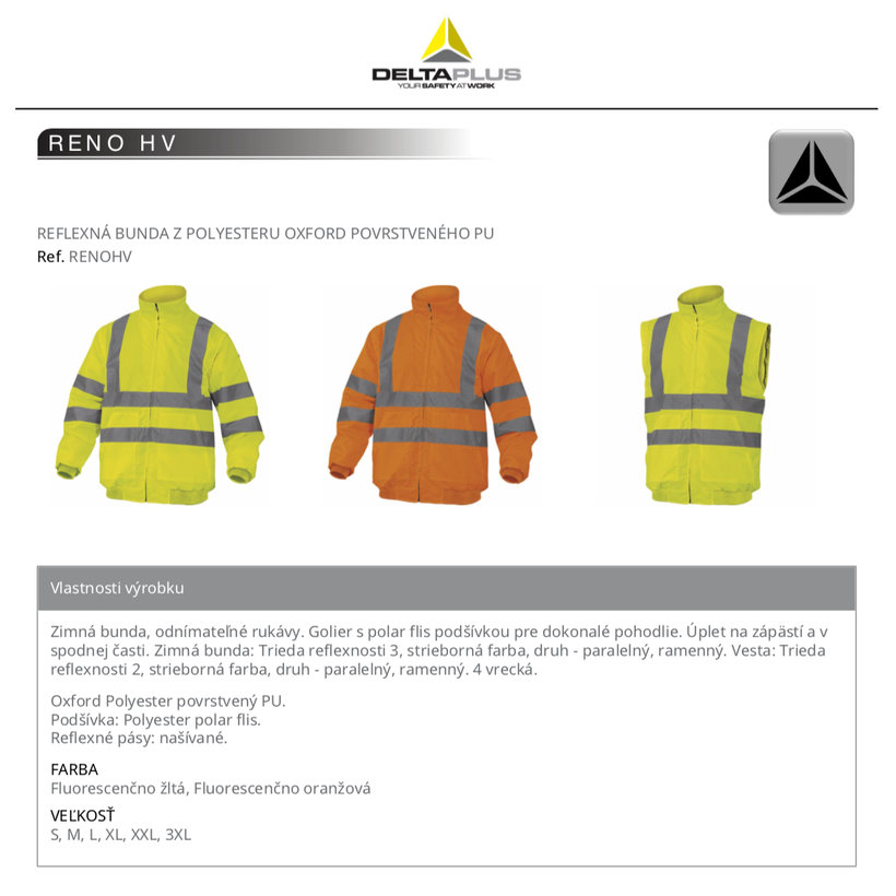 Reflexní zimní bunda RENO HV oranžová M