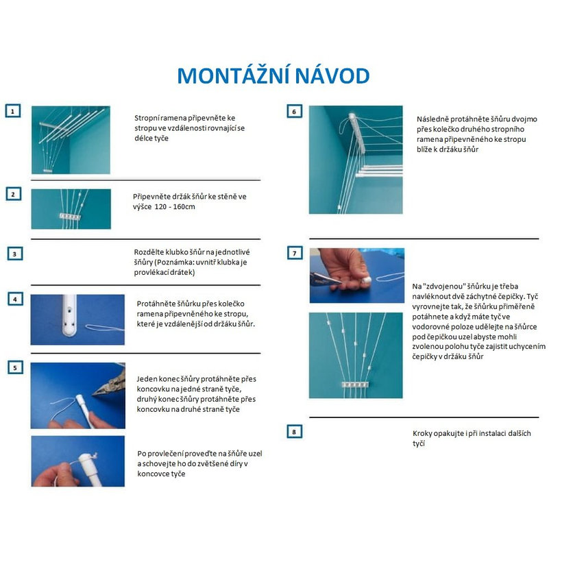 Stropní sušák 6tyčový 1m