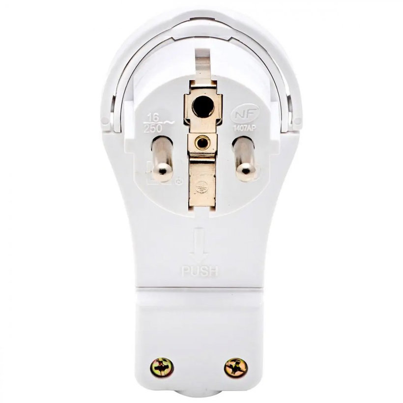 Plochá zástrčka bílá se sklopným kroužkem