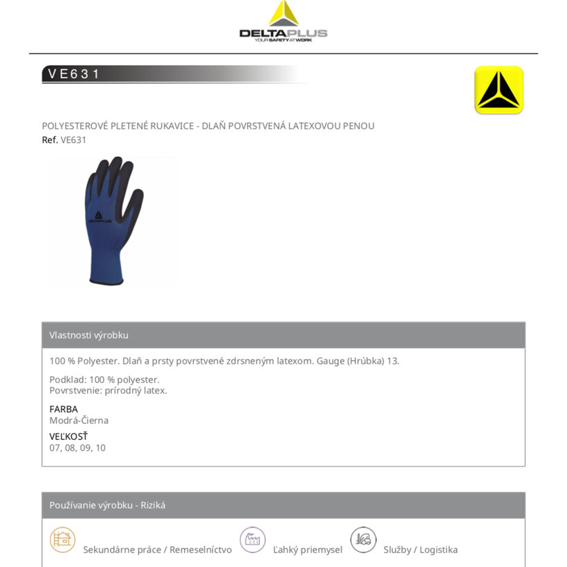 Pracovní rukavice VE631 10